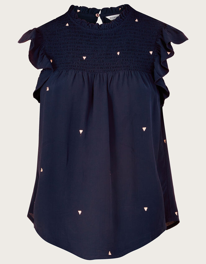 Darla Embroidered Top, Blue (NAVY), large