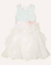 Cancan Sequin Ruffle Dress, Ivory (IVORY), large
