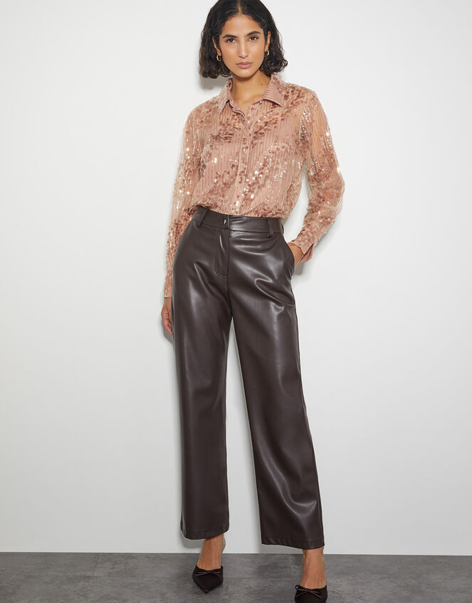 Gwen Sheer Sequin Shirt, Pink (PINK), large