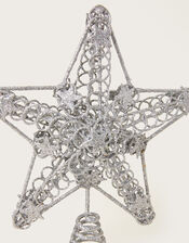 Glitter Star Christmas Tree Topper, Silver (SILVER), large
