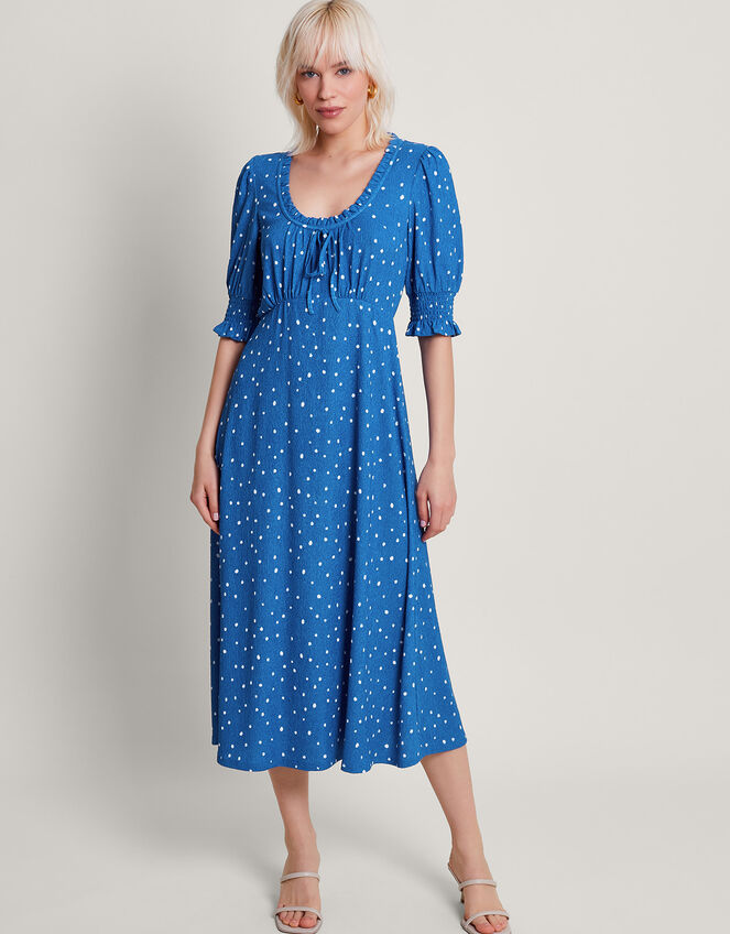 Liza Spot Jersey Dress, Blue (BLUE), large
