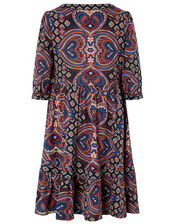 Himanshi Printed Dress with Linen and Organic Cotton, Red (RED), large