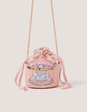Carousel Print Drawstring Crossbody Bag, , large