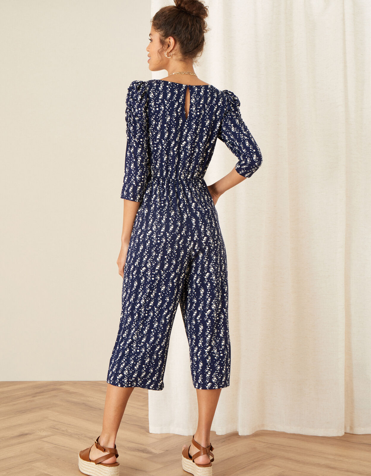 Dawn Spot Print Jumpsuit Blue