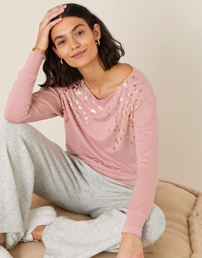 Anica Jersey Animal Foil Dolman Top , Pink (PINK), large