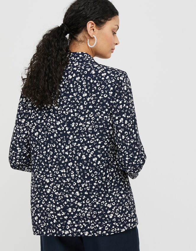 Poppy Floral Print Blazer, Blue (NAVY), large