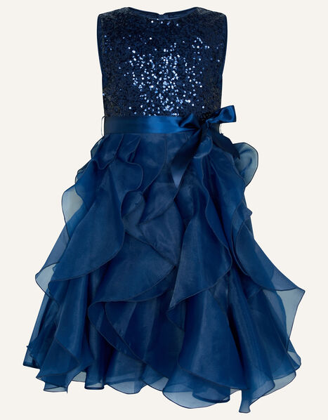 Cancan Ruffle Dress Blue, Blue (NAVY), large
