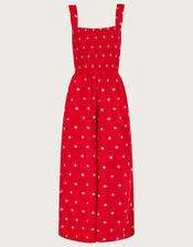 Geometric Print Cut-Out Jumpsuit, Red (RED), large