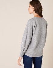 Cornelli Star Knit Jumper, Grey (GREY MARL), large