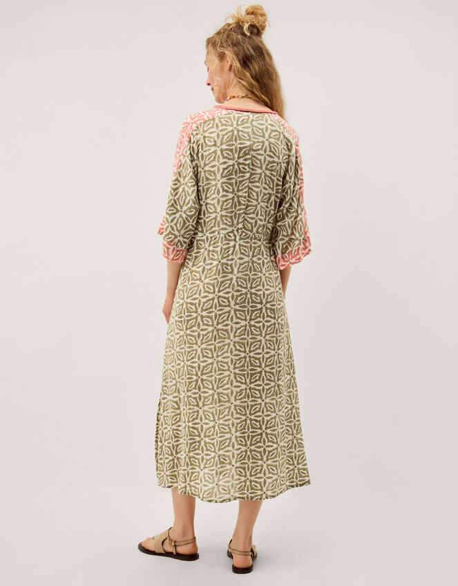 Elma Print Midi Beach Dress, Green (KHAKI), large