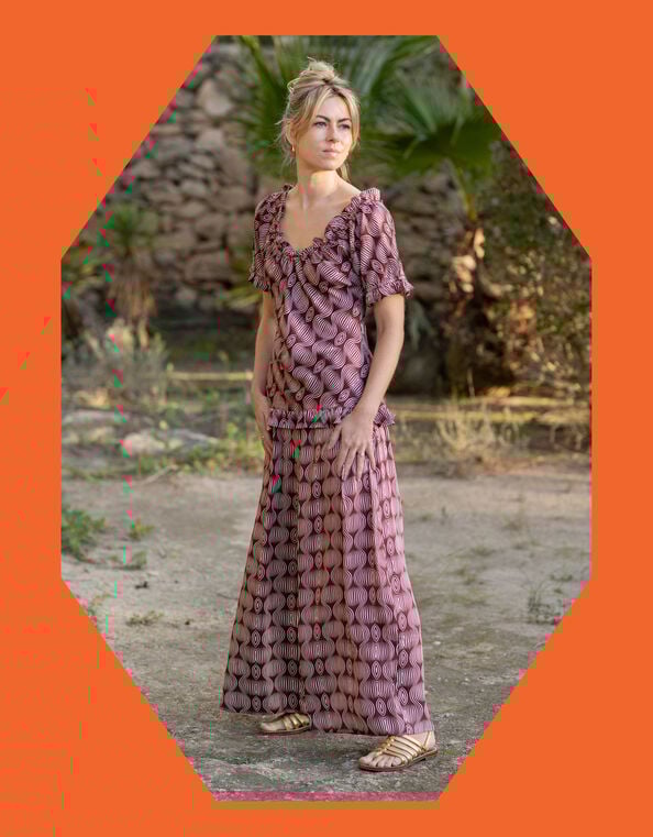 Lyrical Sisters Hourglass Print Top, Brown (BROWN), large