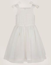 Olivia Pearl Ruched Tulle Dress, Ivory (IVORY), large