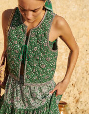 Petite Mendigote Floral Embellished Waistcoat, Green (GREEN), large