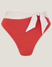 Sabrina Two Tone High Waist Bikini Bottoms, Orange (RUST), large