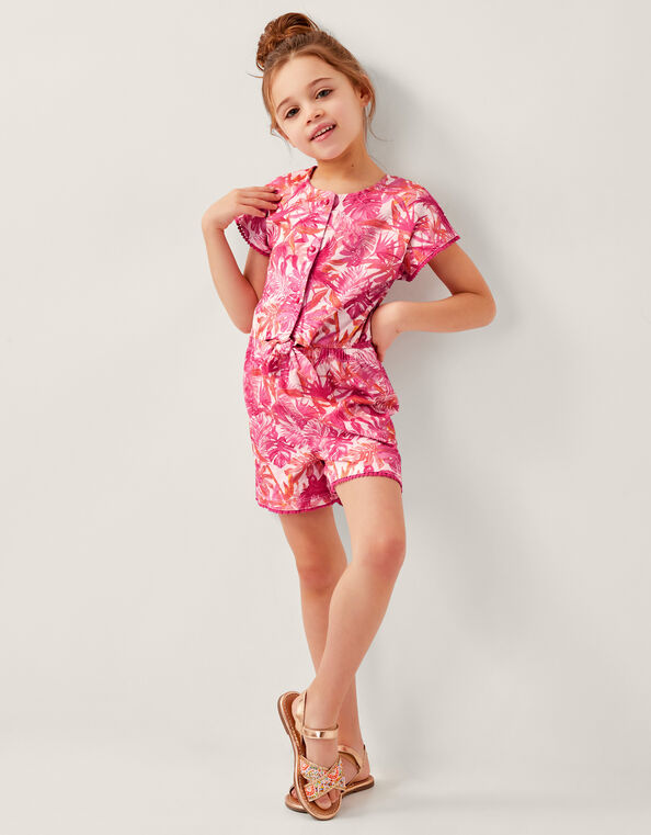 Birds Of Paradise Short Sleeve Playsuit, Pink (PINK), large