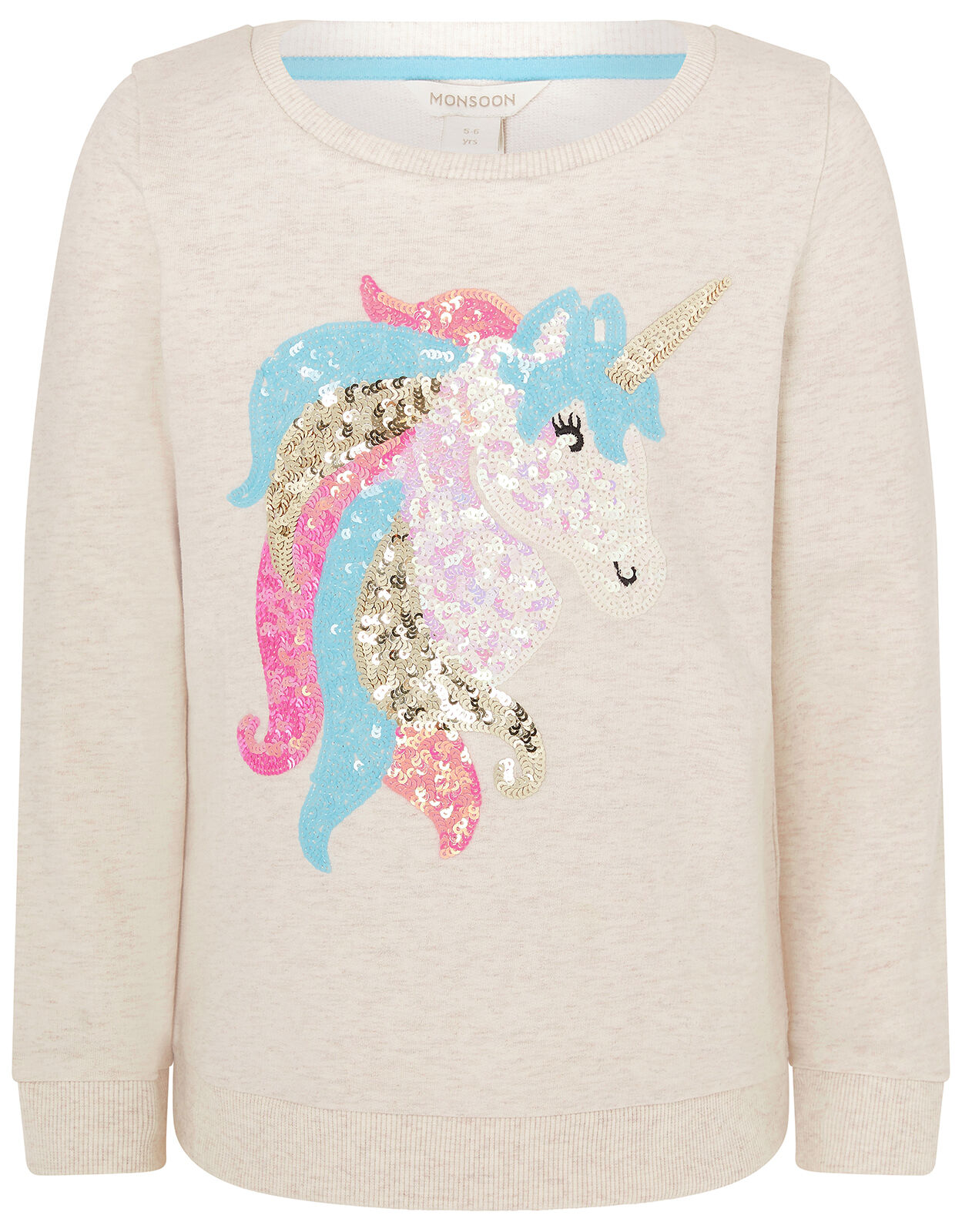 Sequin Unicorn Sweatshirt in Organic Cotton Camel