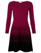 Ombre Knit Dress with Sustainable Viscose, Red (BERRY), large