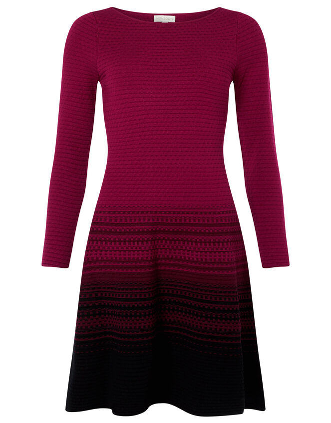 Ombre Knit Dress with Sustainable Viscose, Red (BERRY), large