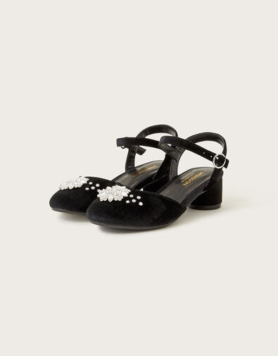 Diamante Flower Two-Part Heels, Black (BLACK), large