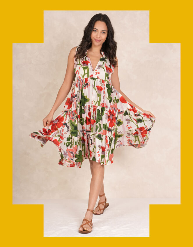 One Hundred Stars Poppy Print Swing Dress, Multi (MULTI), large