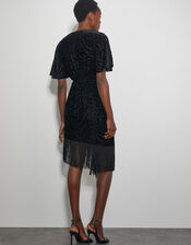 Dana Devore Leopard Print Wrap Dress, Black (BLACK), large