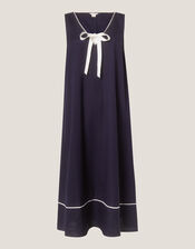 Gigi Bow Linen Blend Midi Dress, Blue (NAVY), large