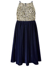 Truth Sequin Velvet Hi-Low Dress, Blue (NAVY), large