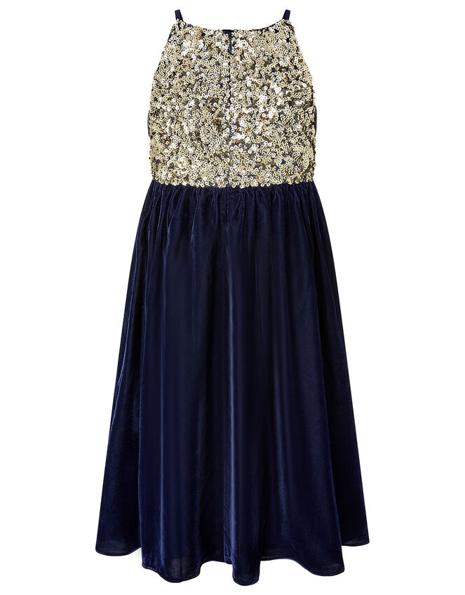 Truth Sequin Velvet Hi-Low Dress, Blue (NAVY), large