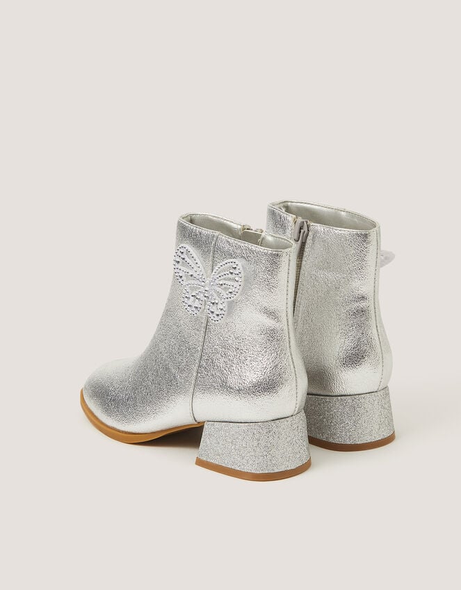 Metallic Butterfly Boots, Silver (SILVER), large