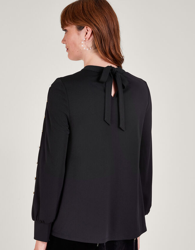 Pearl Detail Blouse, Black (BLACK), large