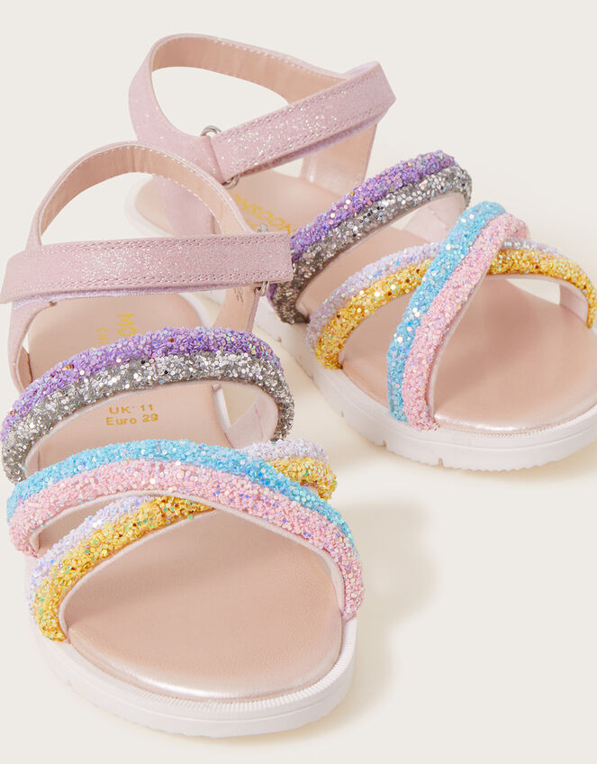 Glitter Strap Rainbow Sandals, Multi (MULTI), large