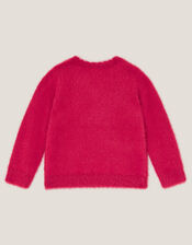 Embellished Tree Fuzzy Christmas Jumper, Red (RED), large