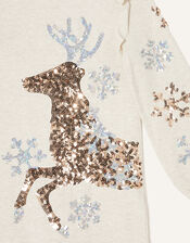 Reindeer Sweat Tunic Top, Camel (OATMEAL), large