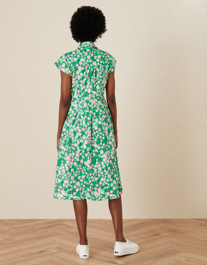 Ditsy Floral Jersey Shirt Dress Green Shirt Dresses Monsoon UK.