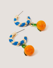 Orange Charm Hoop Earrings, , large