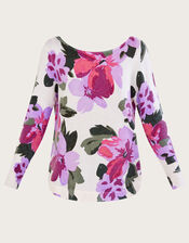 Floral Print V Back Jumper, Ivory (IVORY), large
