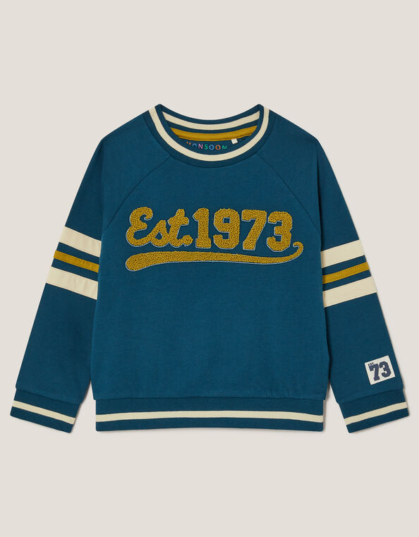 Snow Leopard Varsity Sweatshirt, Blue (BLUE), large