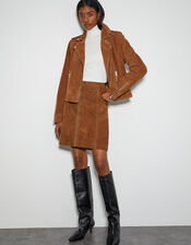 Sienna Suede Zip Skirt, Tan (TAN), large