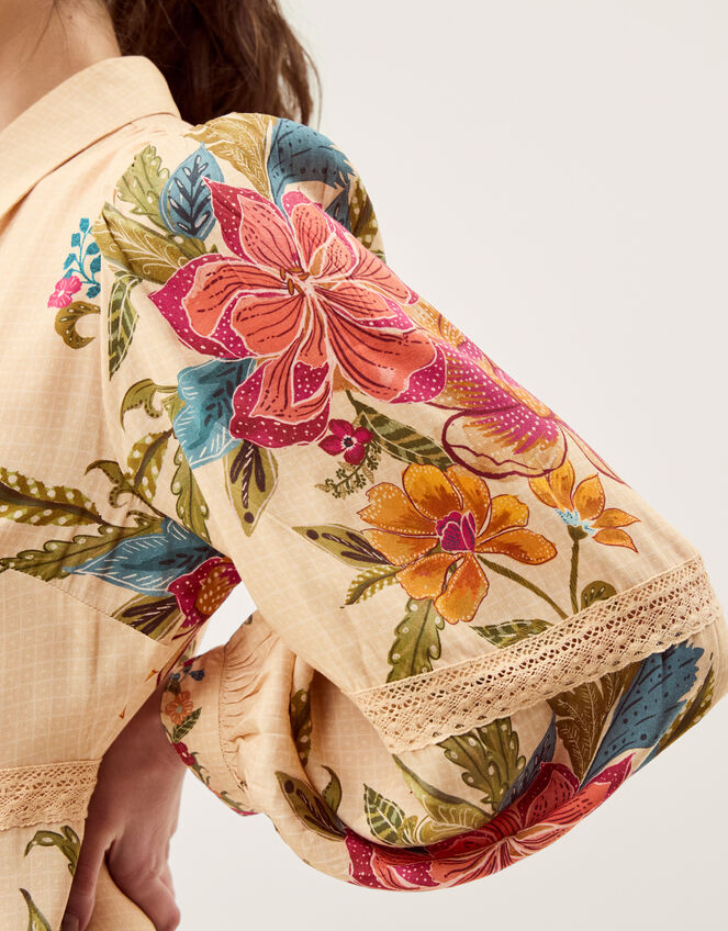 Rosaleigh Long Sleeve Floral Maxi Dress, Cream (CREAM), large