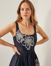 Sophie Embroidered Fit & Flare Midi Dress, Black (BLACK), large