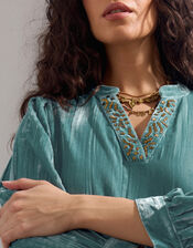 East Lorna Crinkle Velvet Top, Teal (TEAL), large