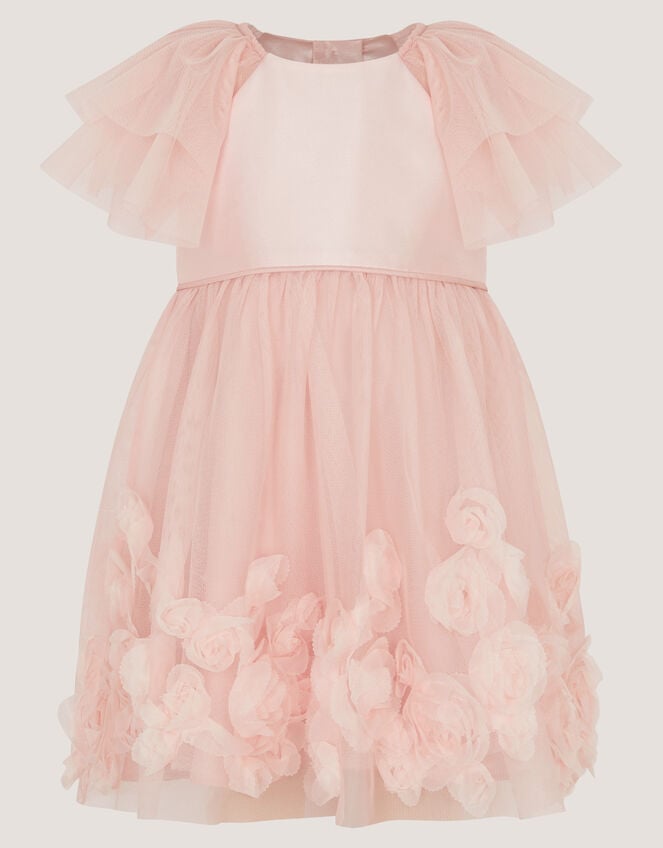Baby Eden Appliqu&eacute; Rose Tulle Dress, Pink (PINK), large
