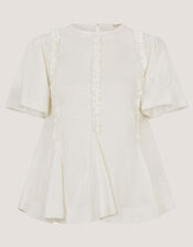 Ria Ruffle Jersey T-Shirt, Ivory (IVORY), large