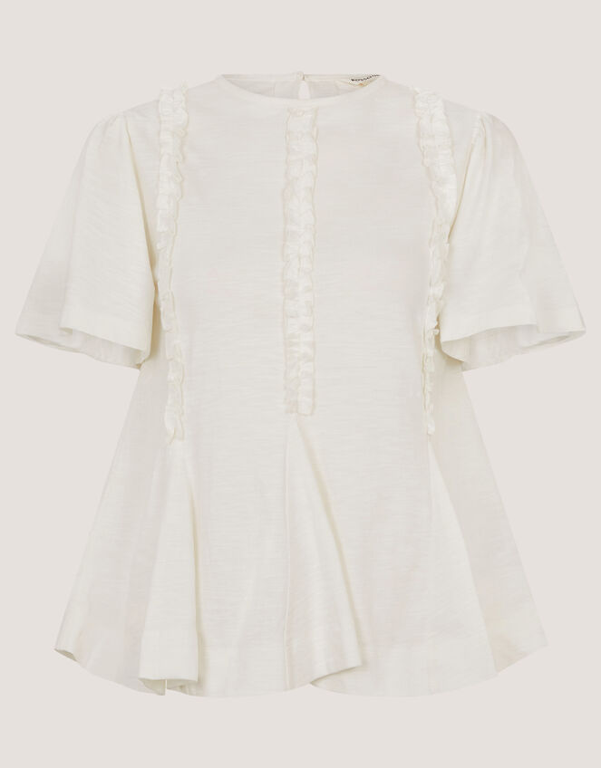 Ria Ruffle Jersey T-Shirt, Ivory (IVORY), large