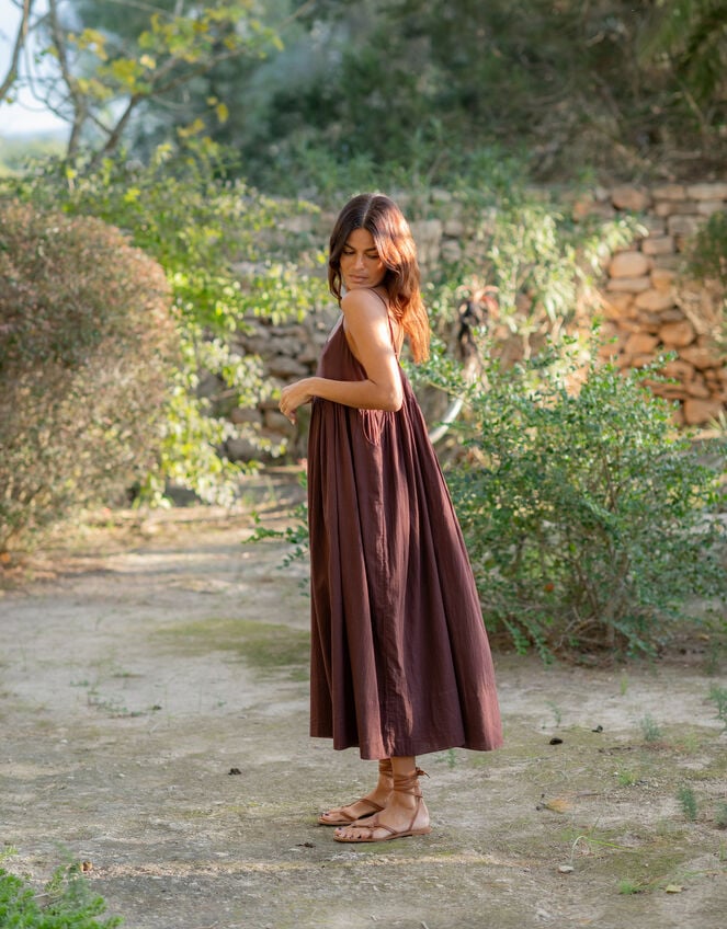 Lyrical Sisters Relaxed Cami Midi Dress, Brown (BROWN), large