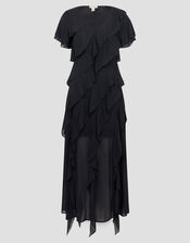 Renata Ruffle Maxi Dress, Black (BLACK), large