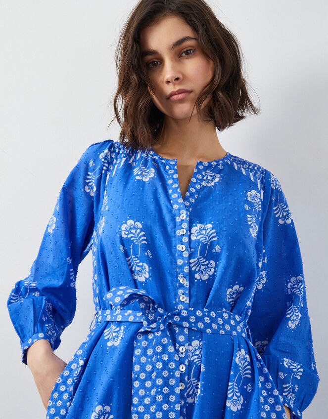 East Amber Floral Print Midi Dress, Blue (BLUE), large