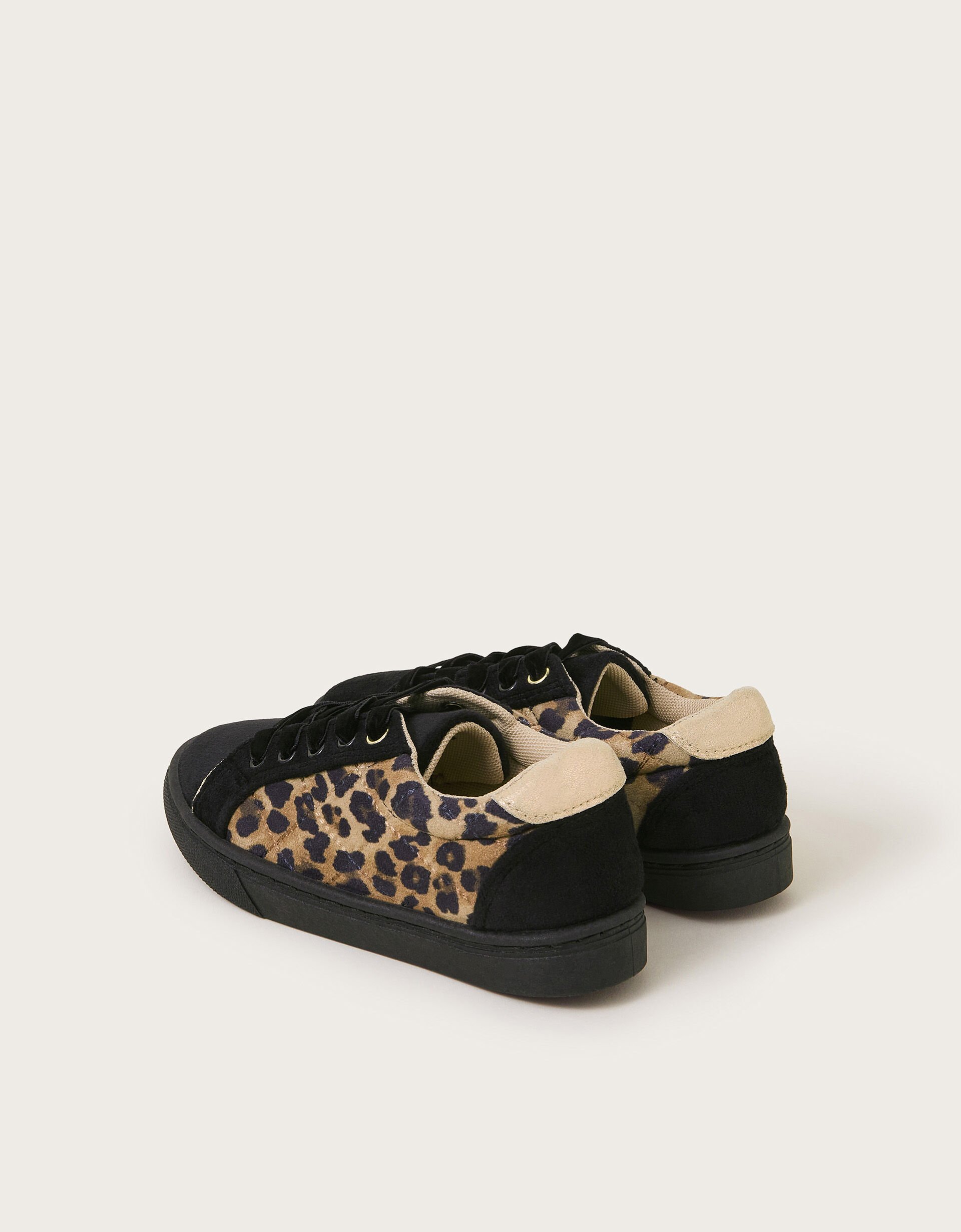 Velvet Leopard Print Trainers Multi