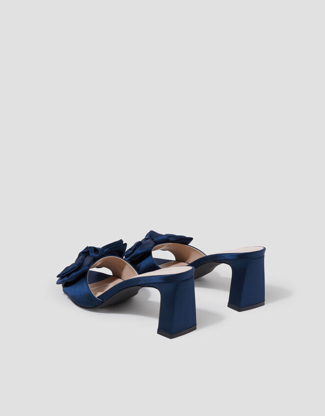 Tia Satin Bow Mules, Blue (NAVY), large