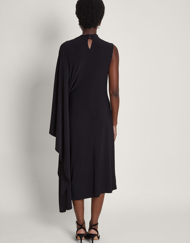 Drew Drape Midi Dress, Black (BLACK), large